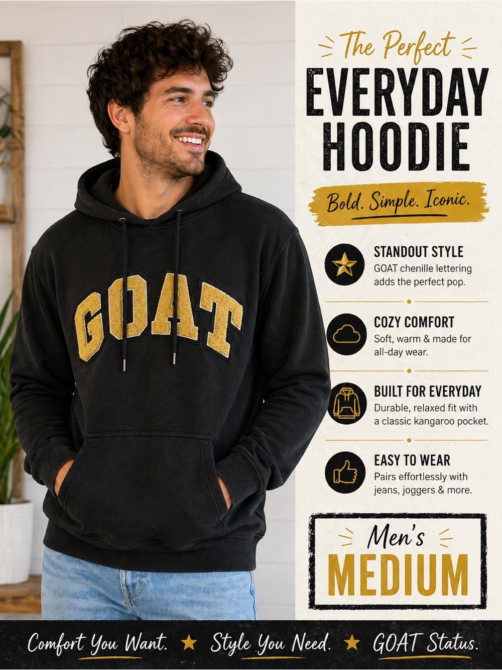 The GOAT sneaker gallery Black Hoodie 'GOAT' Patch MEDIUM